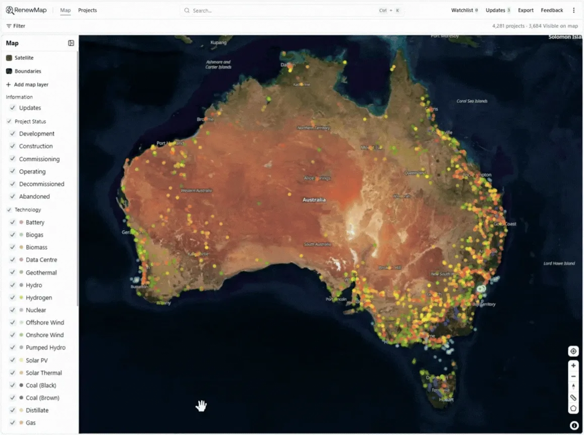 RenewMap organisation search workflow
