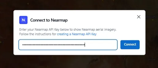 Nearmap API key input dialog